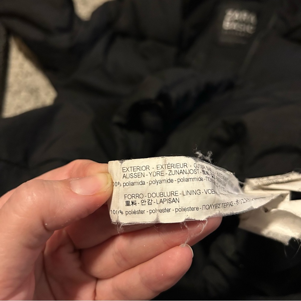 Zara Basic Black Hooded Down Zip-Up Jacket Size M… - image 6